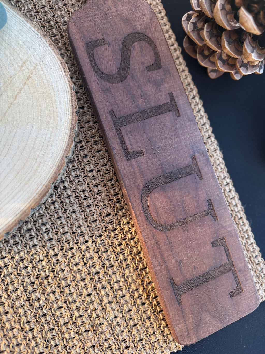 Walnut ‘SLUT’ Engraved Spanking Paddle