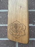 Rude Flower Engraved Oak Spanking Paddle