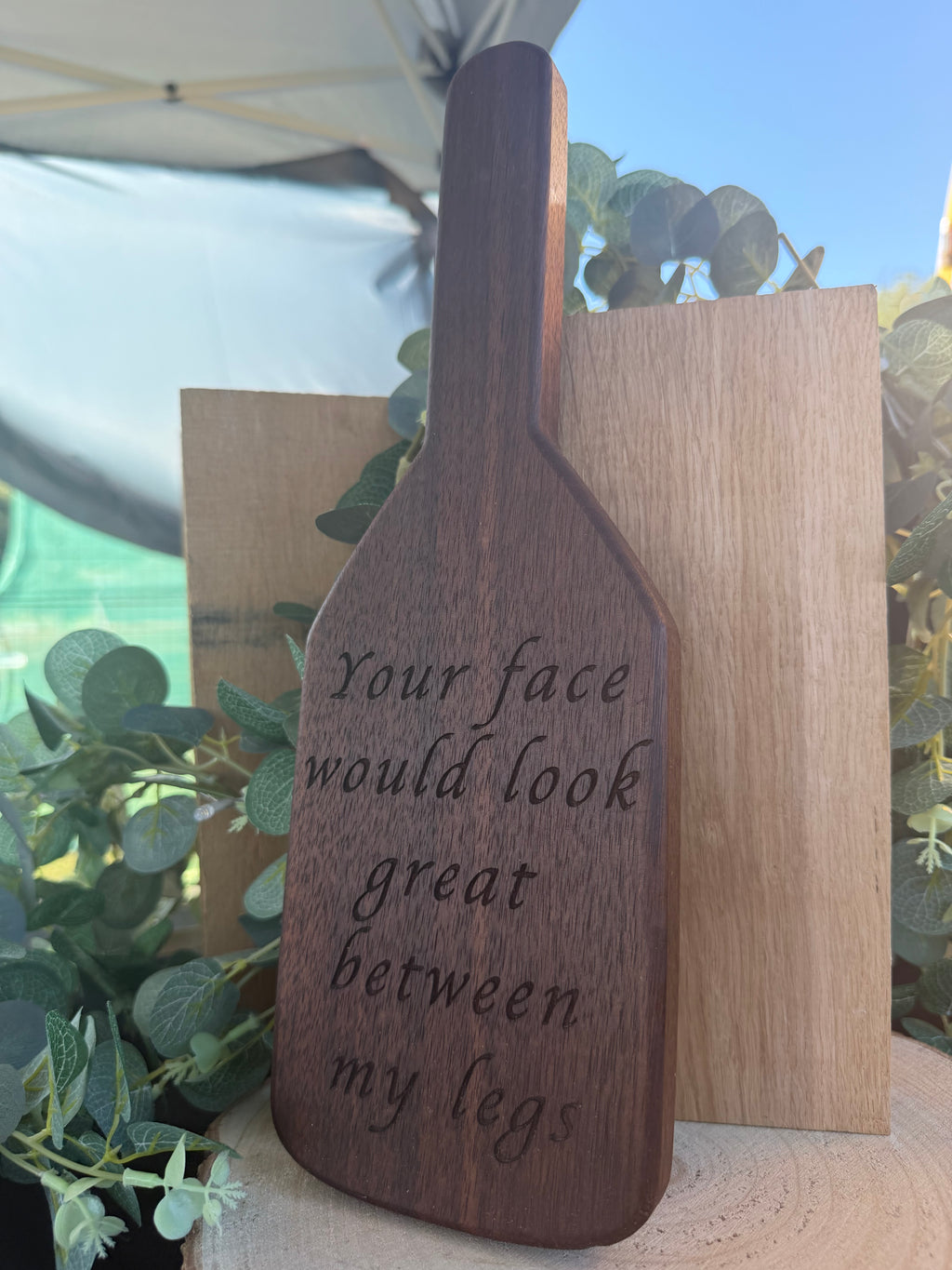 Personalised Message Walnut Engraved Spanking Paddle