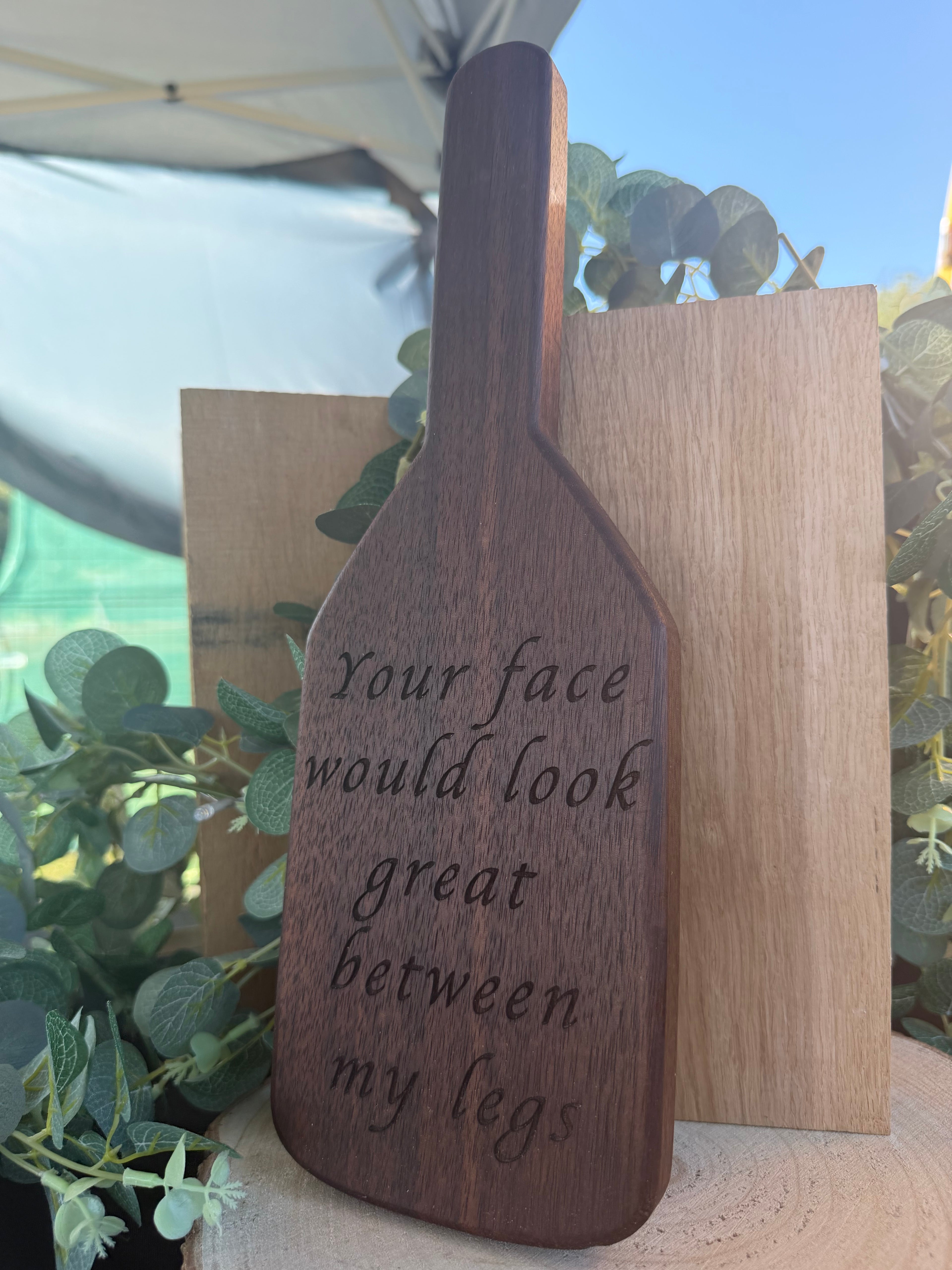 Personalised Message Walnut Engraved Spanking Paddle