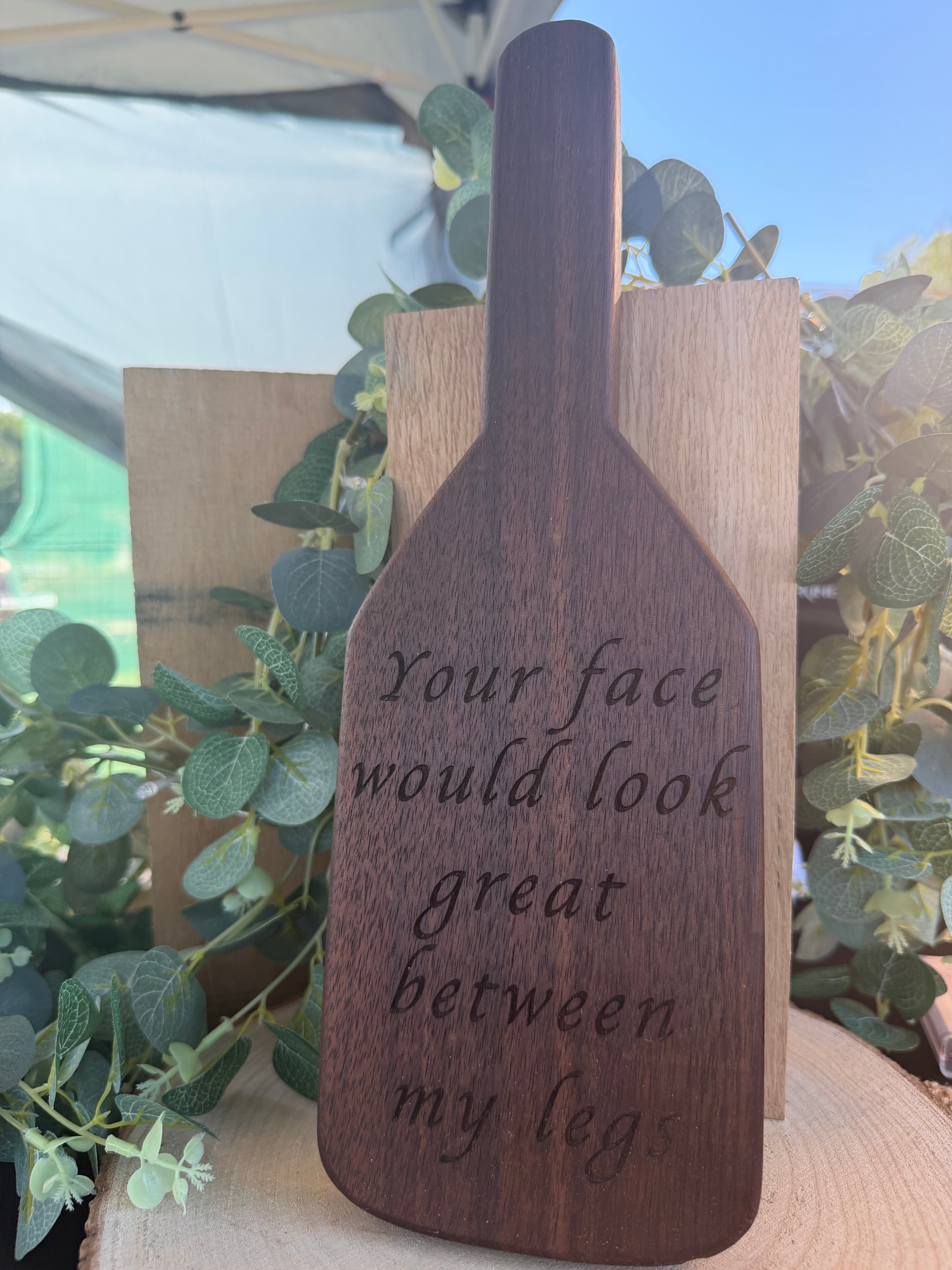 Personalised Message Walnut Engraved Spanking Paddle