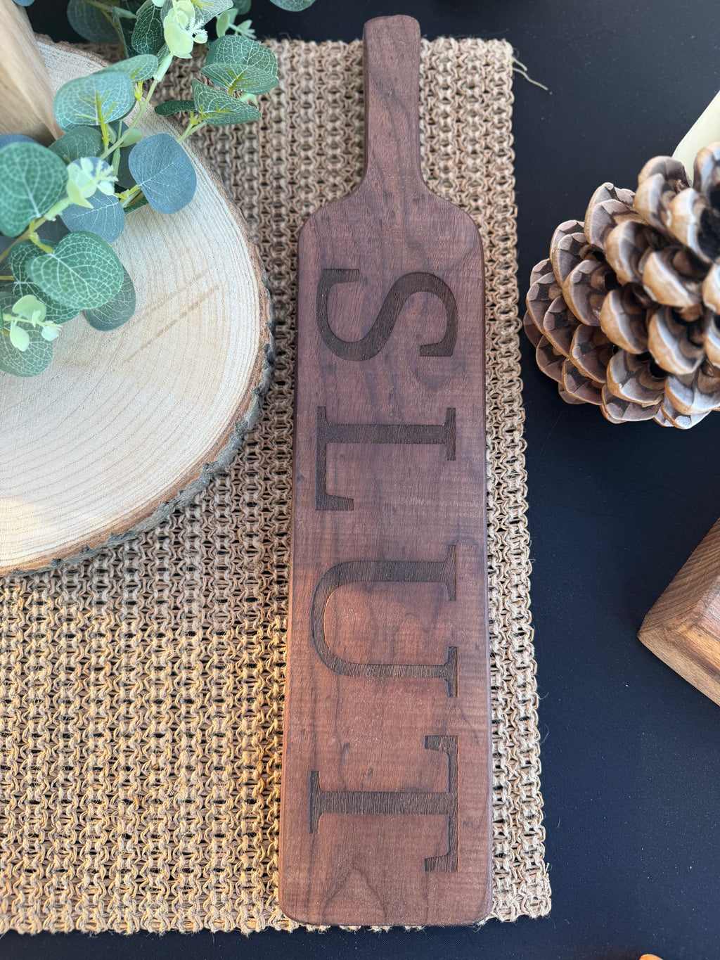 Walnut ‘SLUT’ Engraved Spanking Paddle
