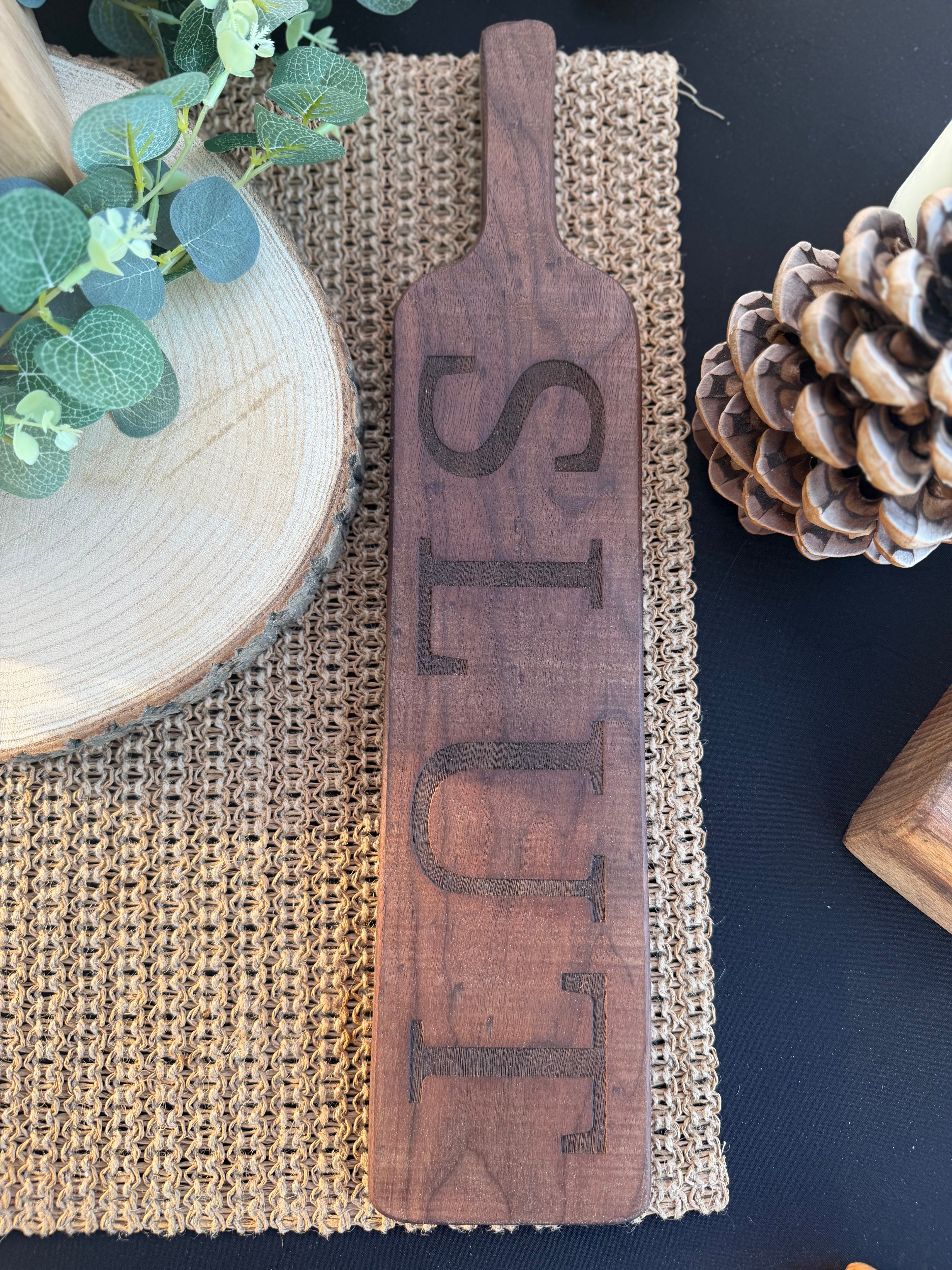 Walnut ‘SLUT’ Engraved Spanking Paddle