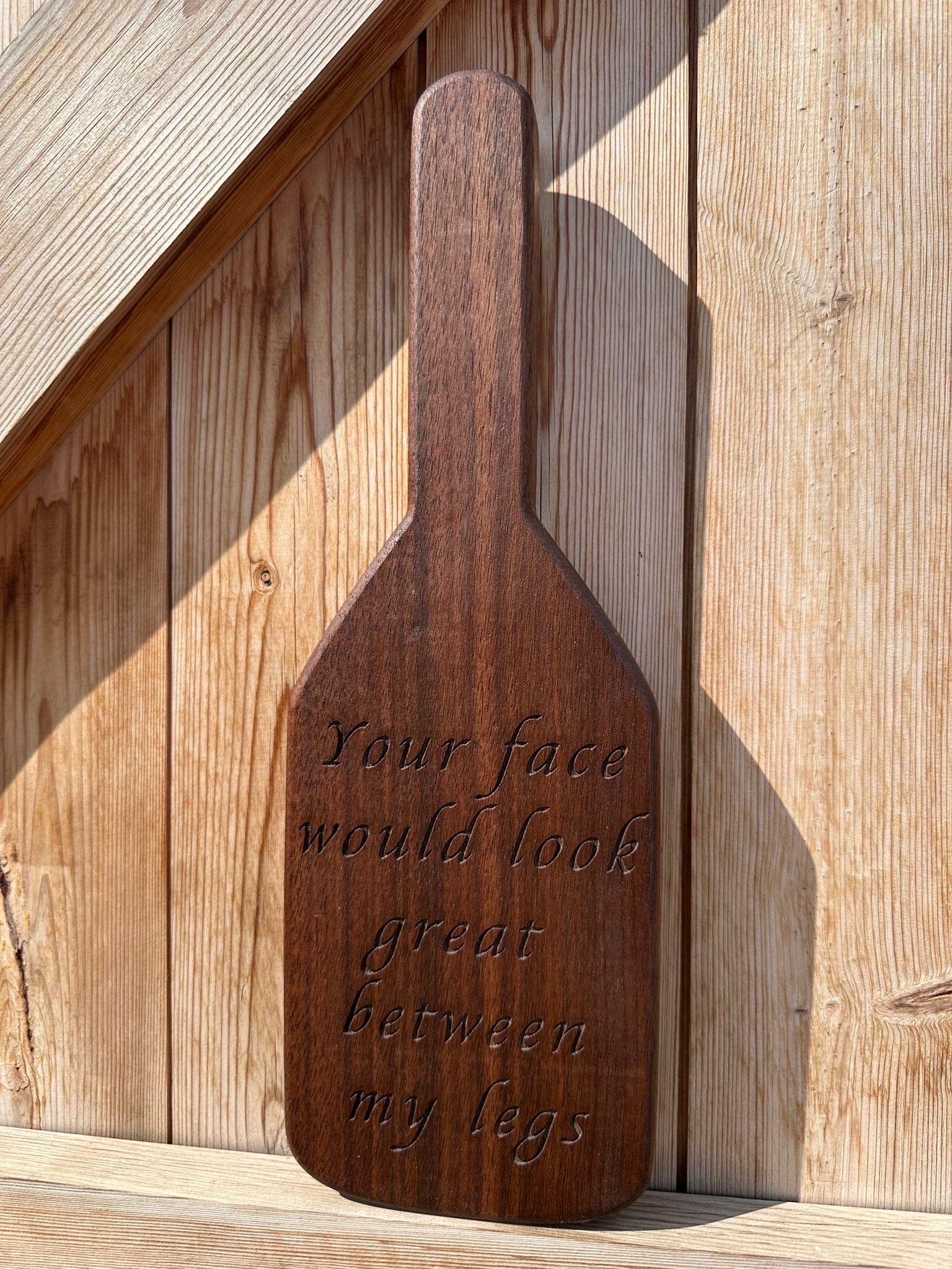 Personalised Message Walnut Engraved Spanking Paddle