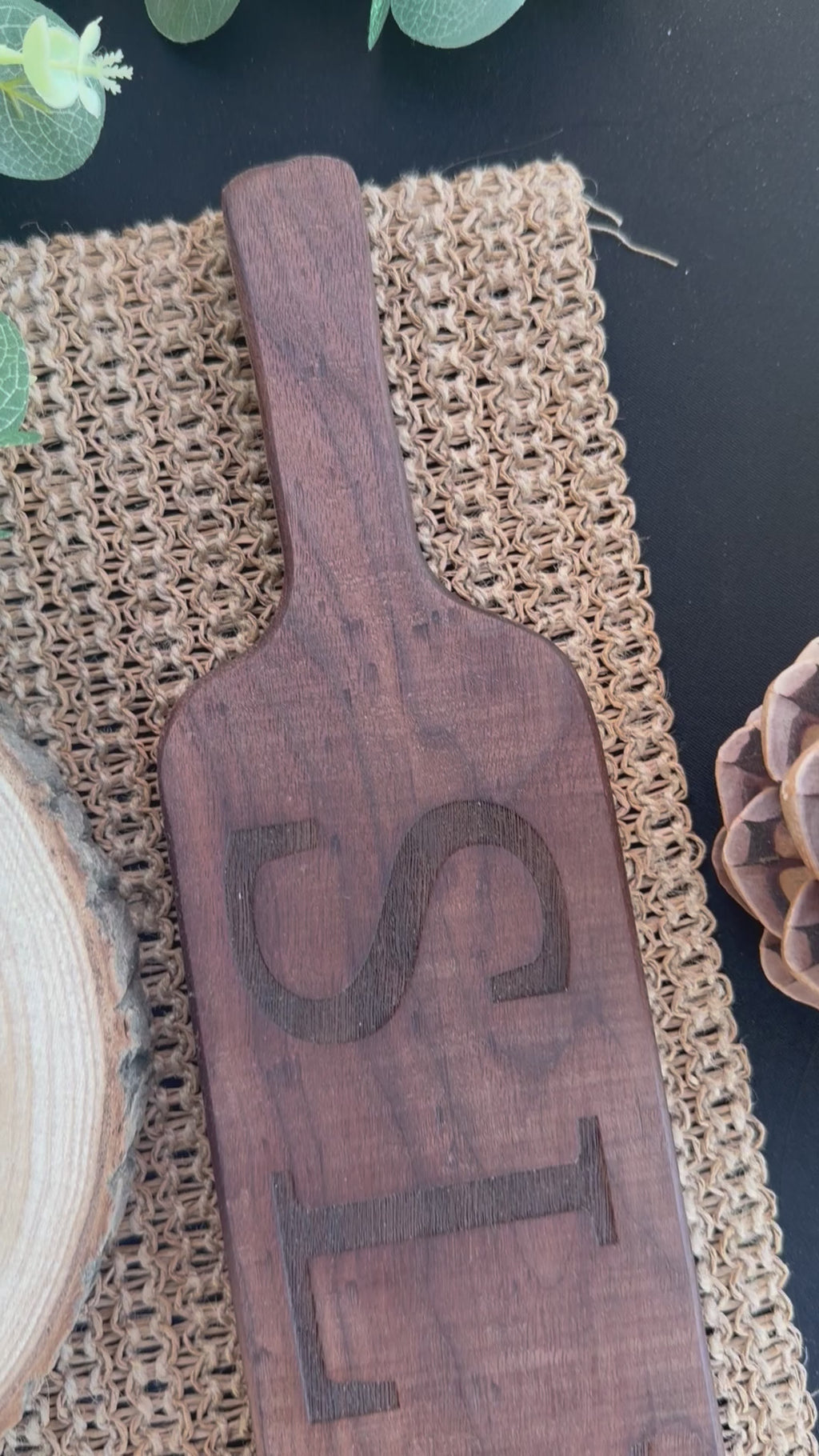 Walnut ‘SLUT’ Engraved Spanking Paddle