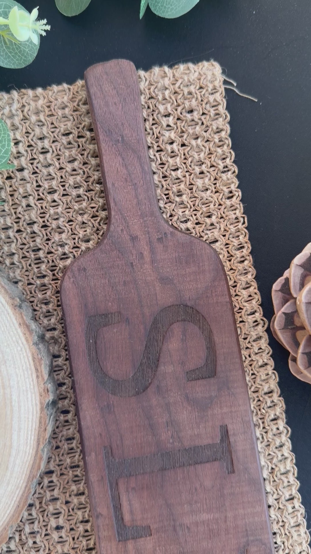 Walnut ‘SLUT’ Engraved Spanking Paddle